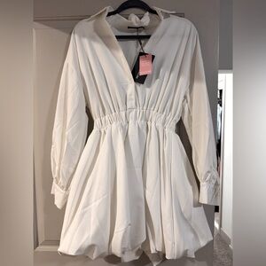 Elegant White Button-Up Dress